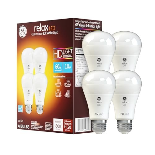 GE Relax LED Light Bulbs, 60 Watt, Soft White A19