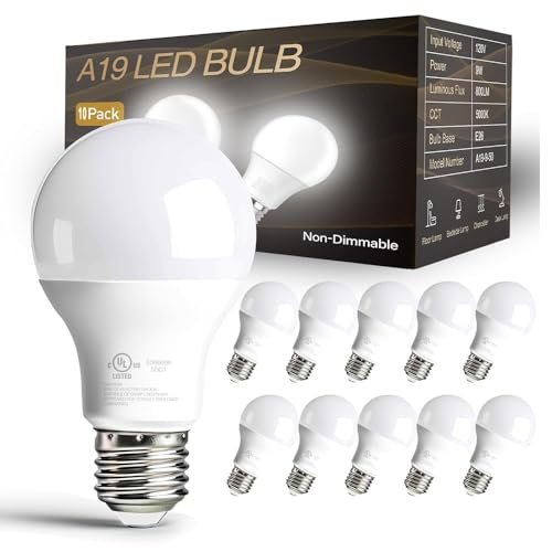 dalattin 10 Pack LED Light Bulbs A19 Daylight White
