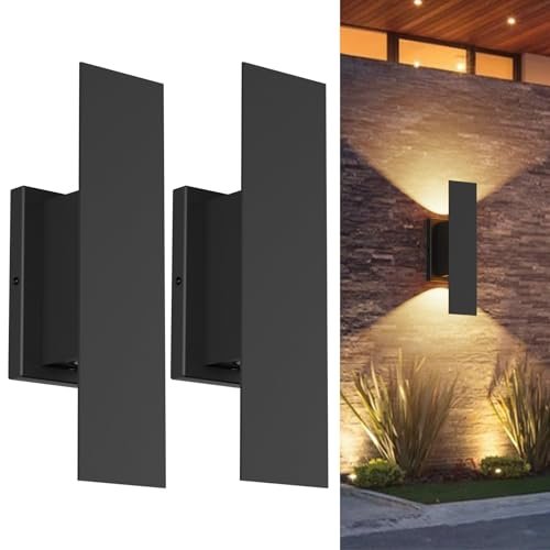 Aipsun 2 Packs LED Up Down Wall Lights Black Outdoor