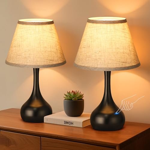 Touch Table Lamp for Bedroom Set of 2, 3-Way Dimmable