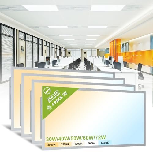 YXL 4 Pack 2x4 LED Flat Panel Light Fixture