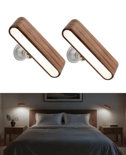 Rechargeable Wall Sconces Set of 2, Reading Lamp