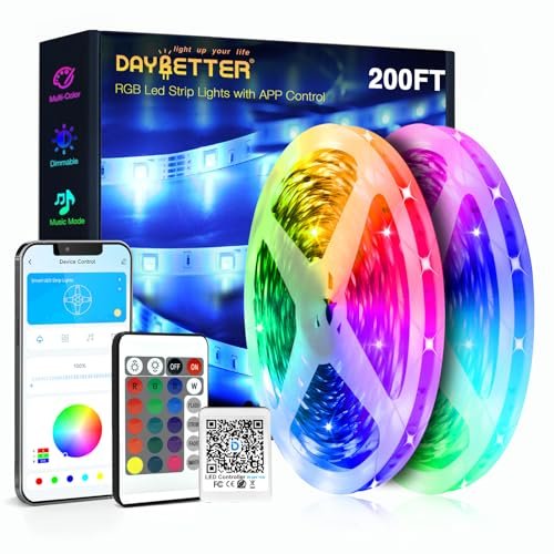DAYBETTER Led Strip Lights 200 ft (2 rolls, smart app