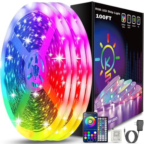 Keepsmile 100ft Led Strip Lights (2 Rolls) Bluetooth Smart...