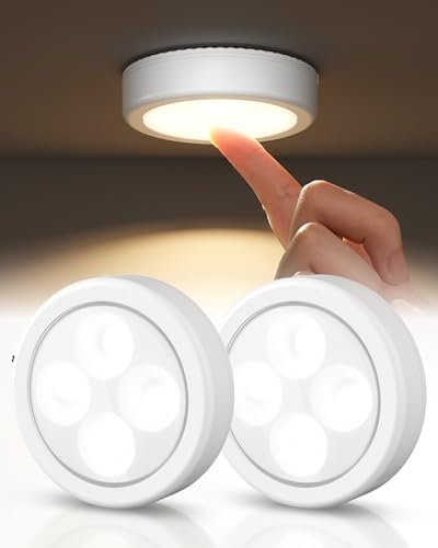 EZVALO LED Puck Lights, Rechargeable Touch Light, 3 Color...
