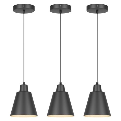 Aoceley Industrial Pendant Lights, Black Pendant Light...