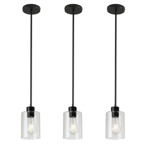 KLSS 3 Pack Black Pendant Lights Kitchen Island Fixtures
