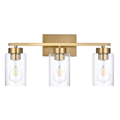 A1A9 3-Light Bathroom Vanity Light, Modern Brushed Gold...