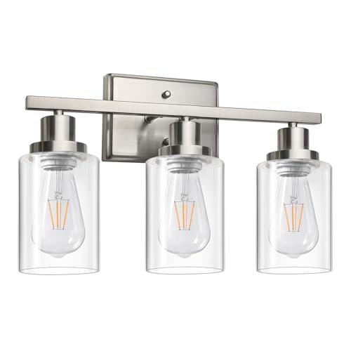 Ascher Bathroom Vanity Light Fixtures, 3 Light Brushed...