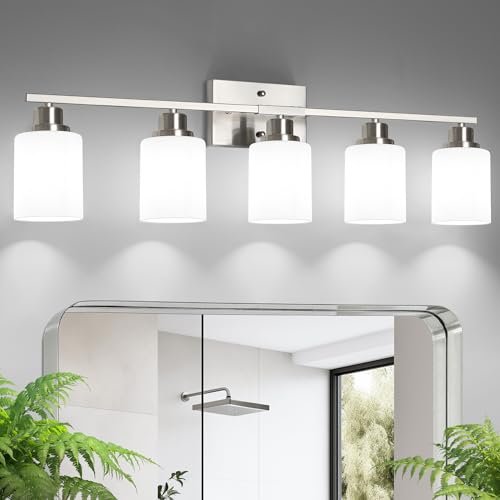 Ascher Bathroom Light Fixtures, 5-Light Vanity Light with...