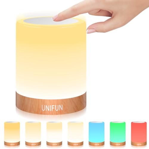 UNIFUN Bedside Touch Lamp Rechargeable Dimmable RGB LED