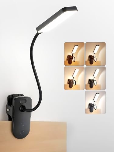 Clip on Light,9 Brightness+5 Color Rechargeable Lamp,48 LED...