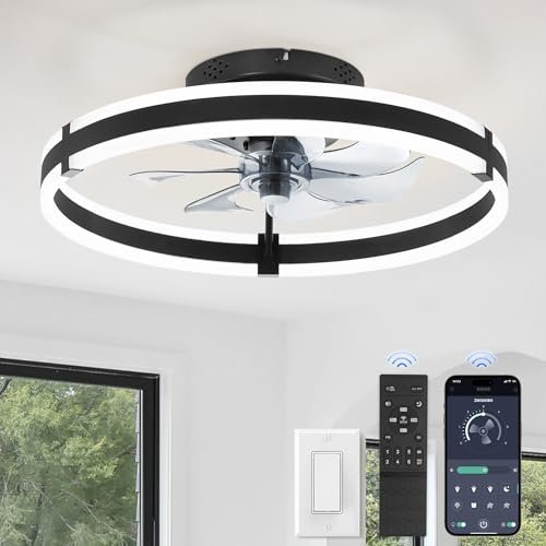 ZMISHIBO Low Profile 19.7'' Ceiling Fans with Lights Remote