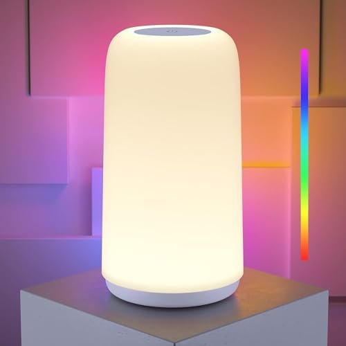 Touch Bedside Table LED Lamp, [Sleek Design] RGB Dimmable