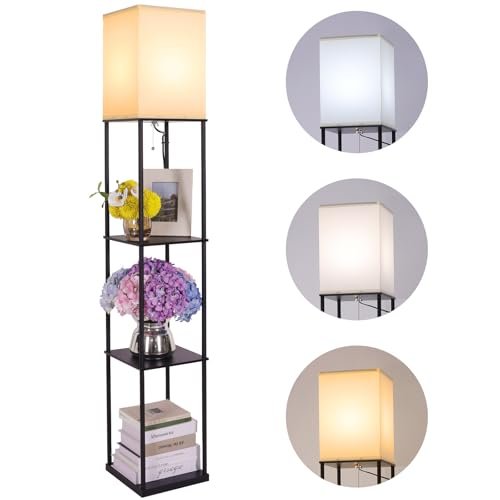 Gupuzm Floor Lamp with Shelves, Modern Square Display Lamp.