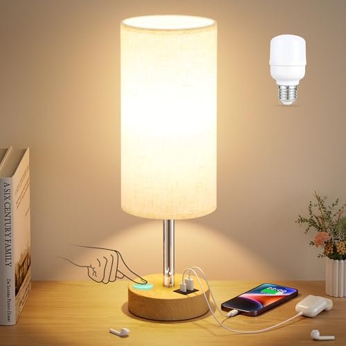 Dicoool Bedside Table Lamp for Bedroom - 3-Way Dimmable...