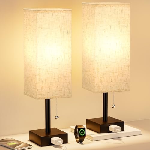 Fenmzee Bedside Lamp for Bedroom Set of 2 Lamps