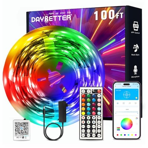 DAYBETTER LED Strip Lights 100ft, Smart Lighting with App...