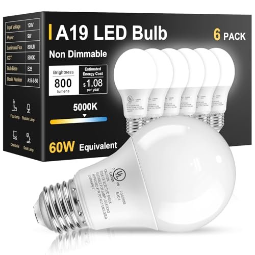 TJOY 6 Pack LED Light Bulbs 60 Watt Equivalent Daylight