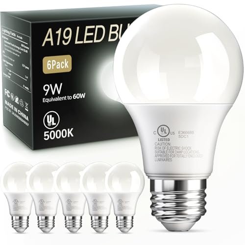 TJOY LED Light Bulbs Daylight 5000K, 60 Watt Eq