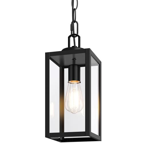 BesLowe Outdoor Pendant Light, Modern Hanging Lantern for...