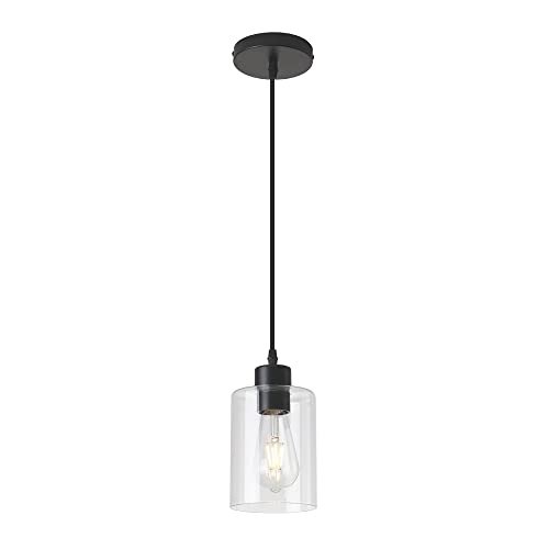 KLSS Modern Black Farmhouse Clear Glass Cylinder Pendant...