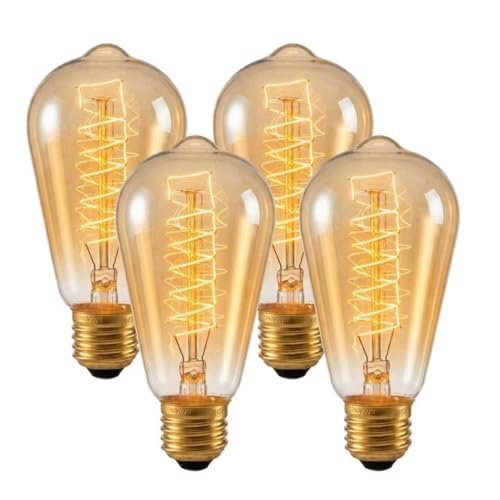 bimflo 60W ST64 Edison Bulbs E26 Amber Spiral Filament