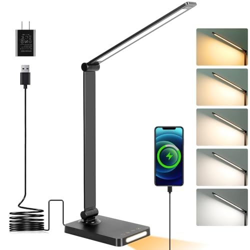LED Desk Lamp with USB Ports,Touch Desk Lamp for Home
