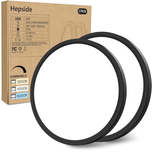 hepside 2PACK Flush Mount LED Ceiling Light 12 Inch Black