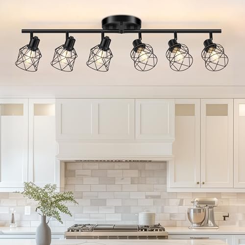 Baocuz 6-Lights Black Semi Flush Mount Ceiling Light Fixture