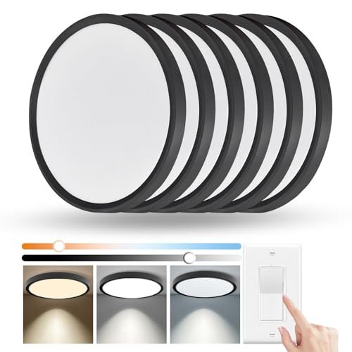 6 Pack 12 Inch Hardwired Dimmable LED Flush Mount Ceiling