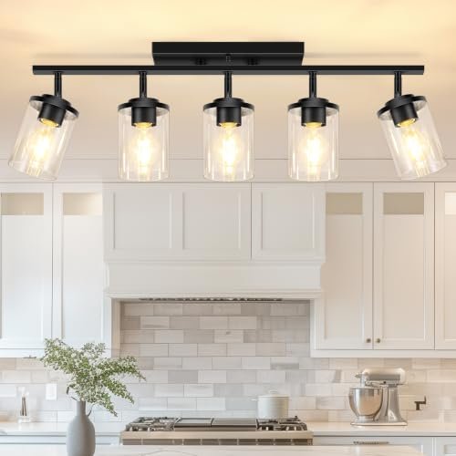 FadimiKoo 5-Lights Black Semi Flush Mount Ceiling Lamp