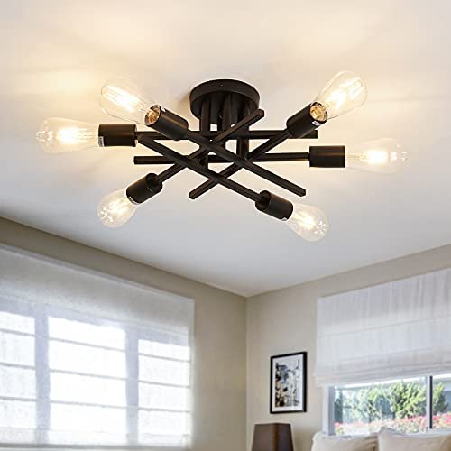 ASGYISA Semi Flush Mount Modern Ceiling Light Black Sputnik...