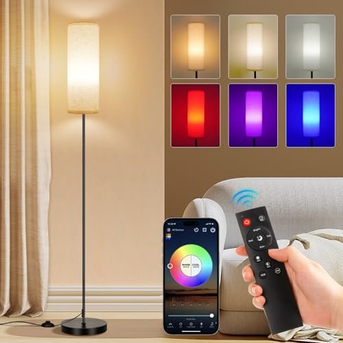 FRIDEKO HOME Floor Lamp, 9W 800LM Color Changing Smart Bulb