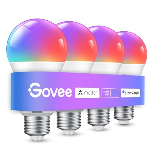 Govee Smart Light Bulbs, A19 Color Changing 800 LM