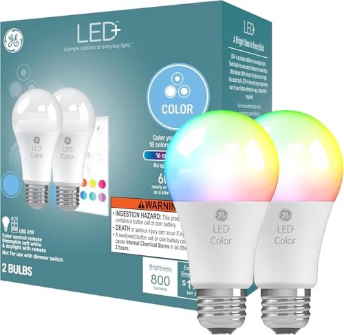 GE LED+ Color Changing A19 Light Bulbs, Remote Control 2