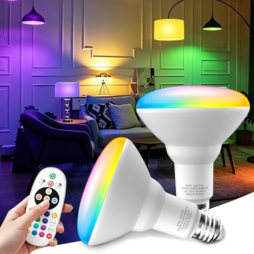 FUJIECO BR30 LED Light Bulbs, Color Changing with Remote