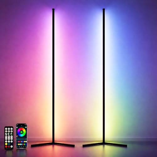 Oizuon 2 Pack Corner Floor Lamp – Modern RGB Mood
