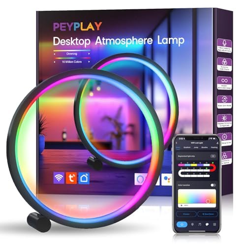 PEYPLAY Smart LED Table Lamp, RGB+IC Lighting, Music Sync