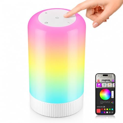 RGBICWW Smart Table Lamp, Touch Bedside Lamp with App...