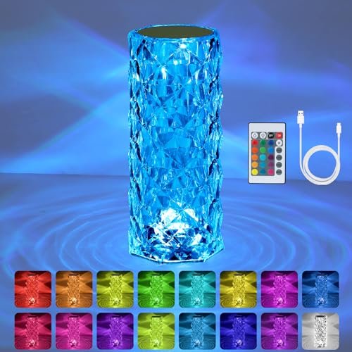 VoMii Crystal Lamp Touch, RGB 16 Colors changing night...