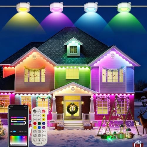 Smart Permanent Outdoor Lights for House, 50ft with AI...