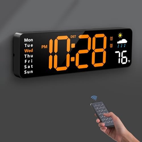 Digital Wall Clock, Digital Clock Large Display with Remote...