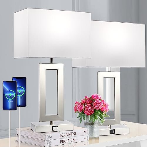 22'' Lamps for Bedrooms Set of 2, touch control USB