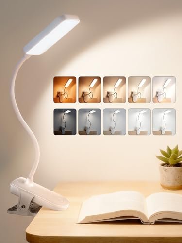ReinHoo Clip on Light,45 Lighting Modes Rechargeable Desk...