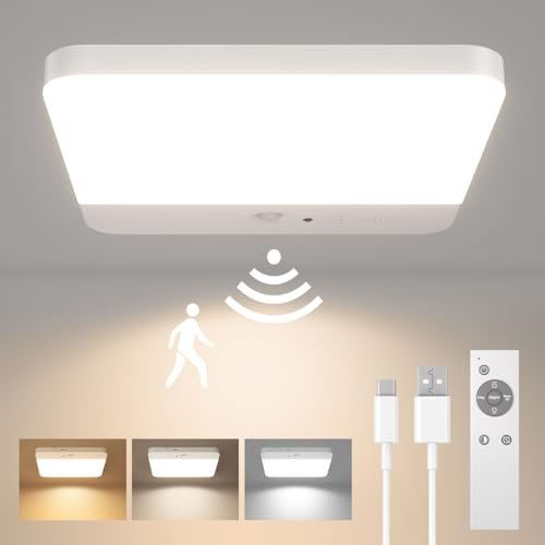 FULEN Motion Sensor Ceiling Light Fixture, Cordless...