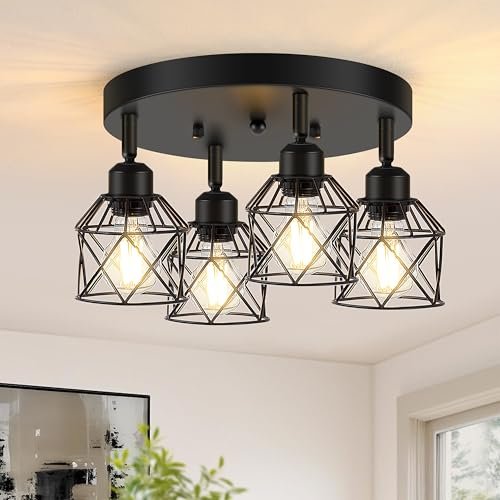 Baocuz 4-Light Kitchen Light Fixtures Ceiling Mount, Black...