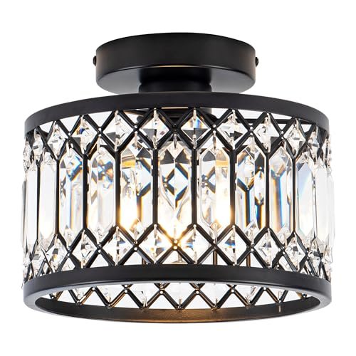 Rpzloila Crystal Ceiling Light Fixture, Modern Semi Flush...