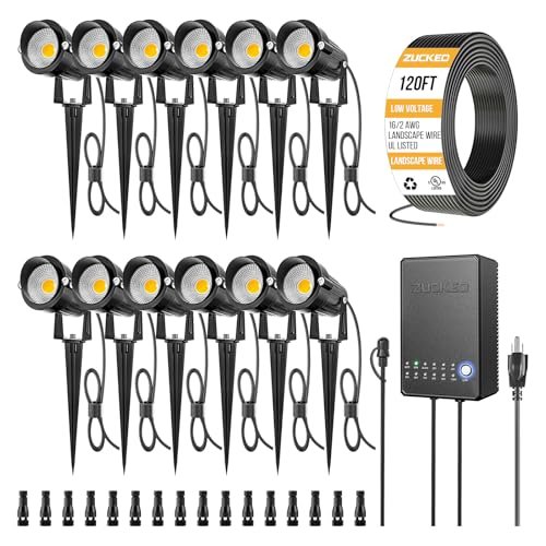 ZUCKEO All-in-One Low Voltage Landscape Lighting Kit, 12PK...