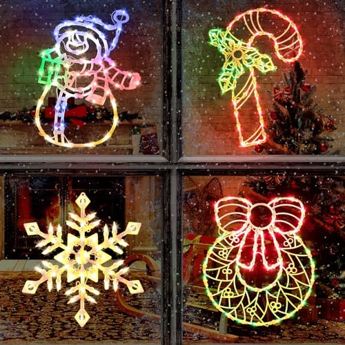 4 Pack Christmas Window Silhouette Lights Decorations,...